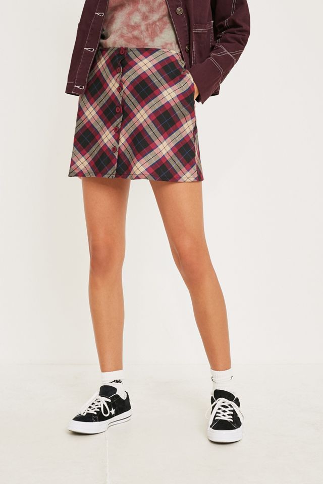Urban Renewal Vintage Remnants Pink, Beige and Blue Tartan Skirt #2