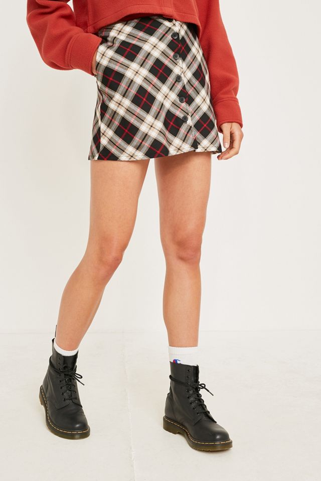 Urban Renewal Vintage Remnants – Rock mit Schottenkaros in Beige, Schwarz und Rot #3