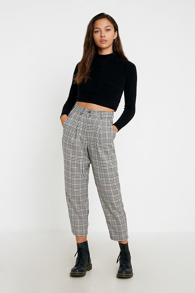 Urban Outfitters Archive Checked Tapered Trousers | Urban Outfitters UK