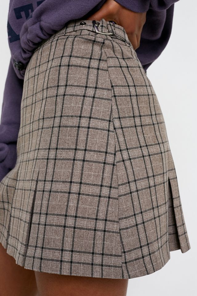 Urban Outfitters Archive Flo Taupe Checked Pleated Skirt #1