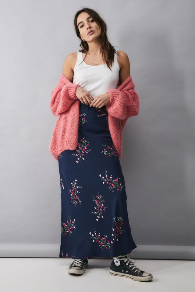 Urban Outfitters Archive Navy Floral Lizzie Maxi Skirt Urban