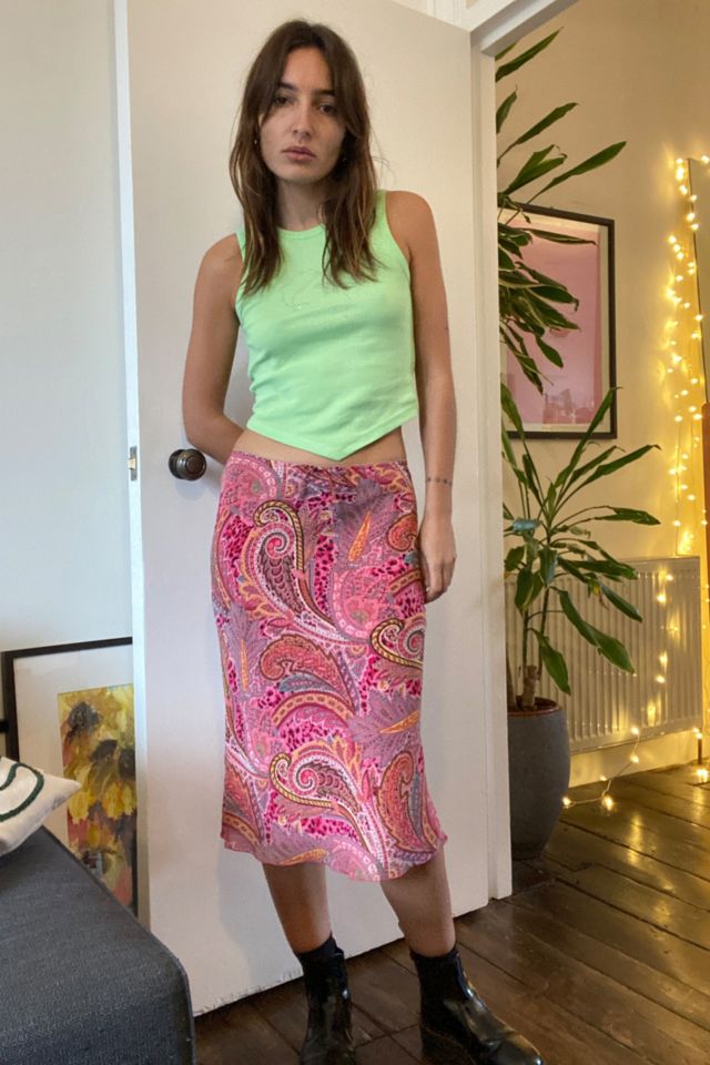 Urban Outfitters Archive Pink Paisley Y2K Midi Skirt