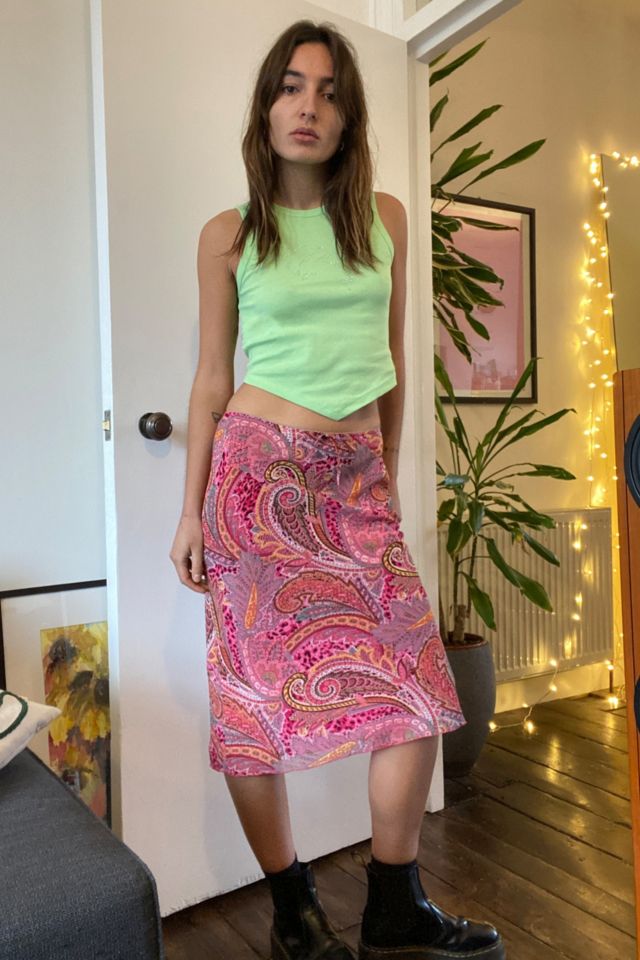 Urban Outfitters Archive Pink Paisley Y2K Midi Skirt