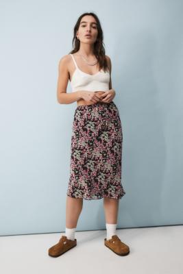 urban outfitters black floral skirt