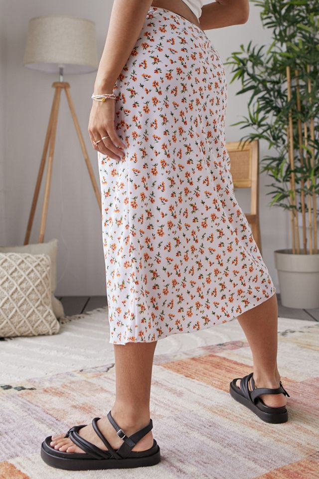 Urban Outfitters Archive White & Yellow Floral Ashley Midi Skirt #2