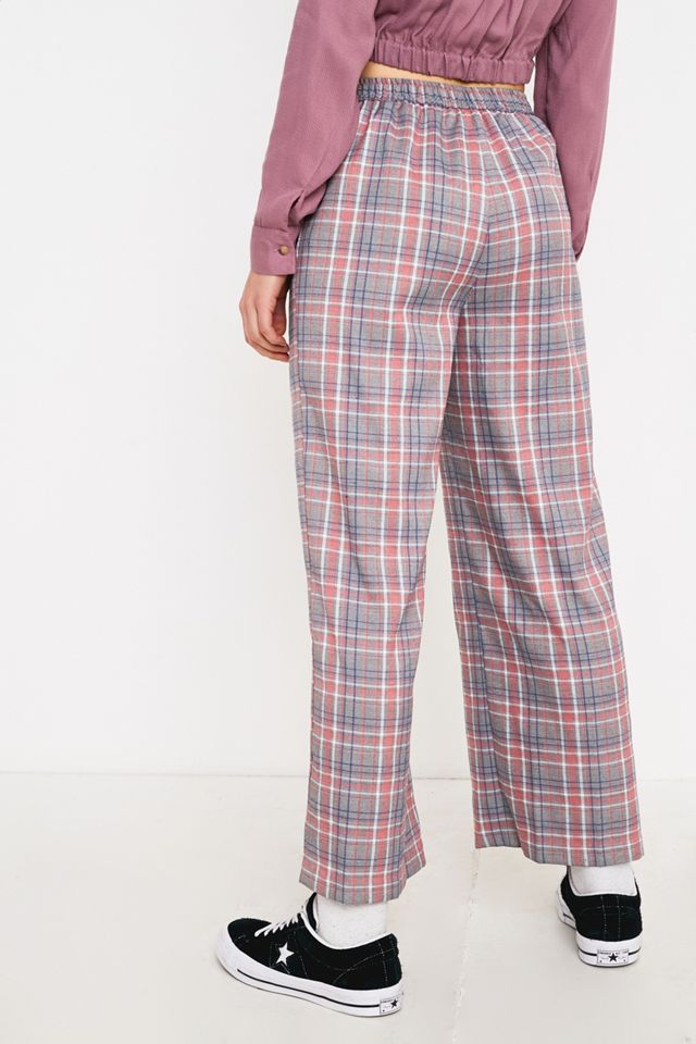 Urban Renewal Remnants Pink and Grey Checked Pull-On Trousers