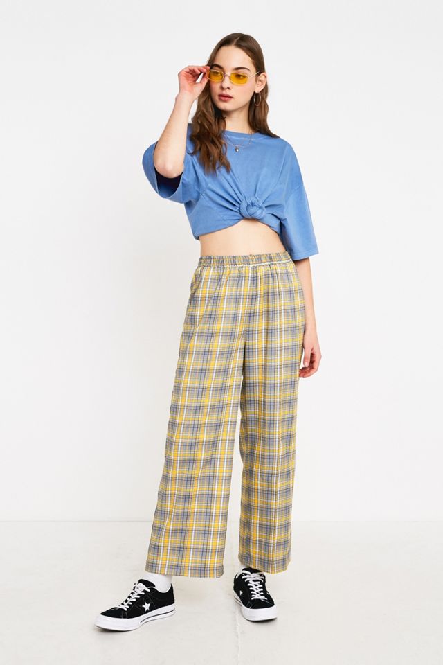 Urban Renewal Made From Remnants Yellow and Grey Checked Pull-On