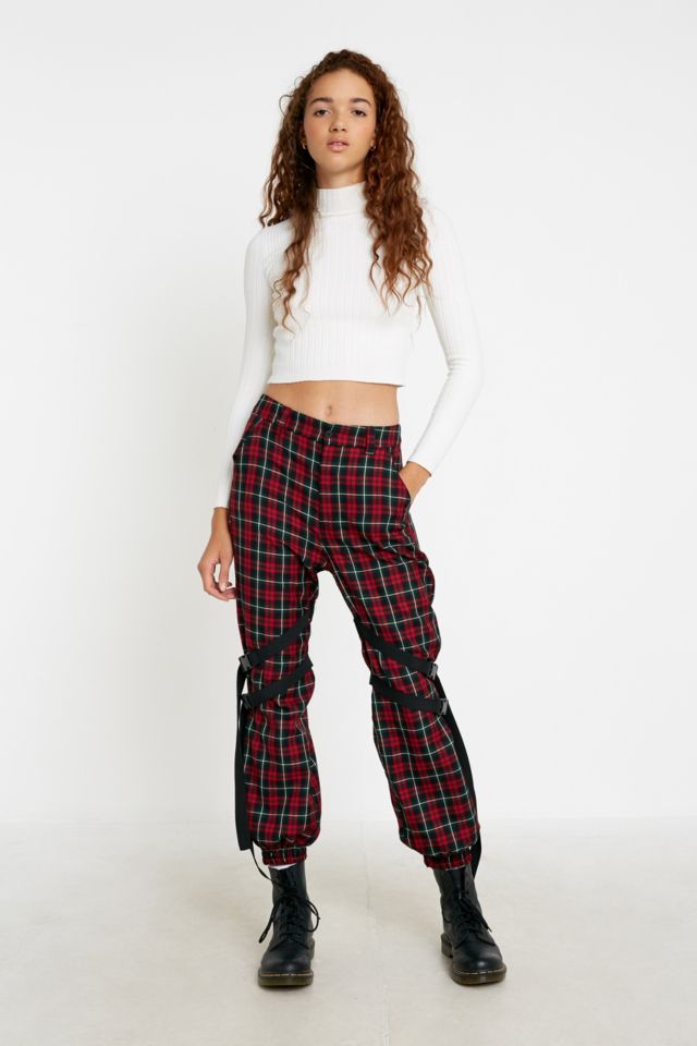 Urban Outfitters Archive Ro Red Checked Strapped Trousers | Urban ...