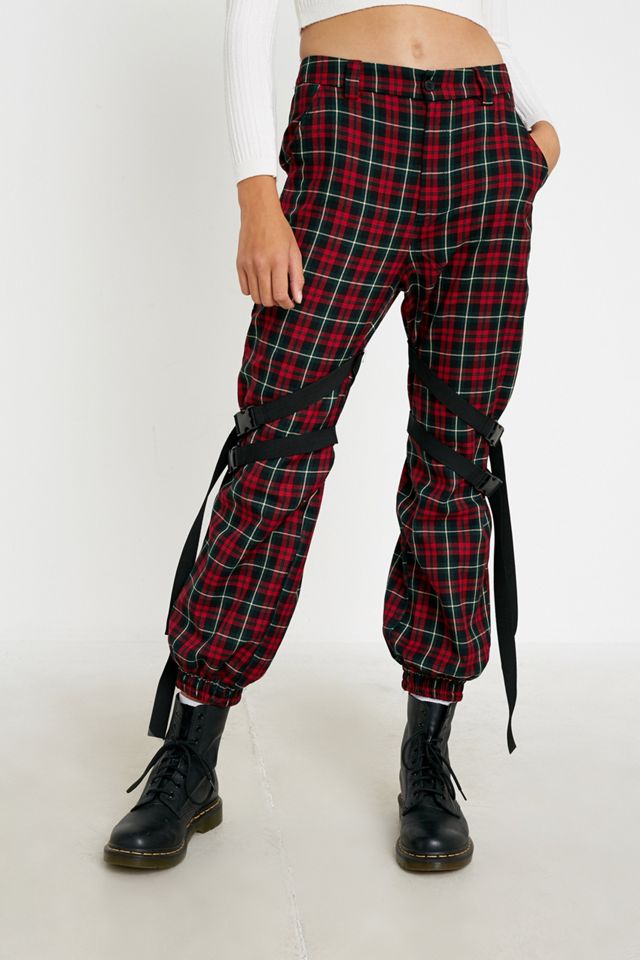 Urban Outfitters​​​​​​​ Archive - Pantalon à sangles et carreaux rouge Ro #1