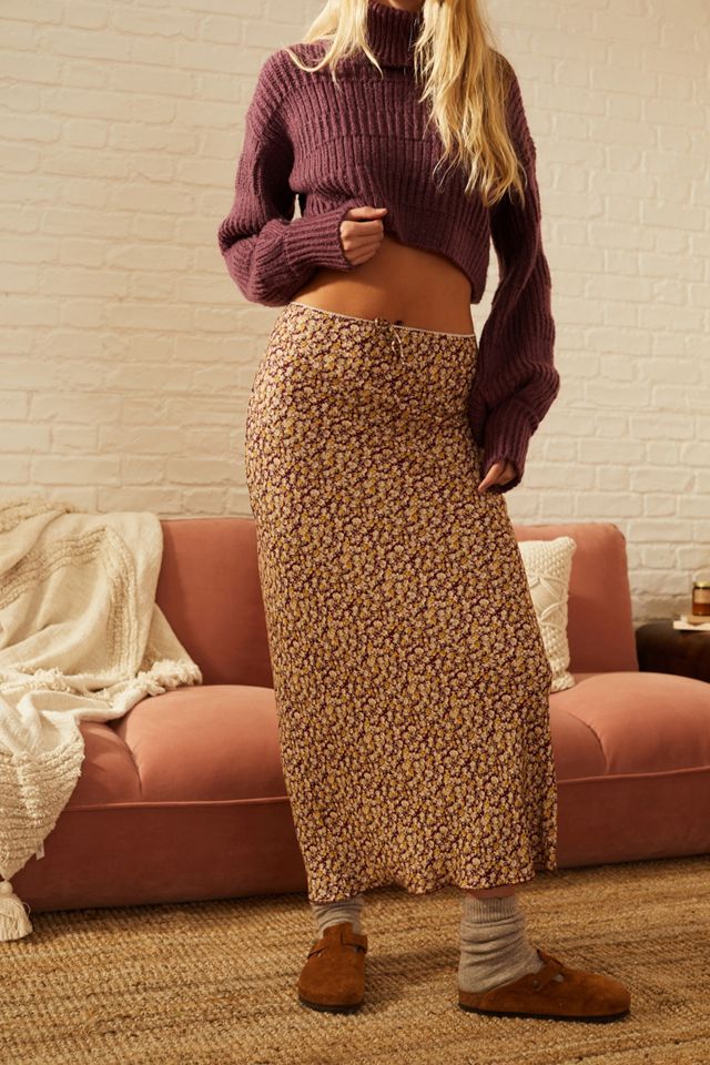 Urban Outfitters Archive Burgundy Ditsy Floral Print Lizzie Maxi Skirt #2