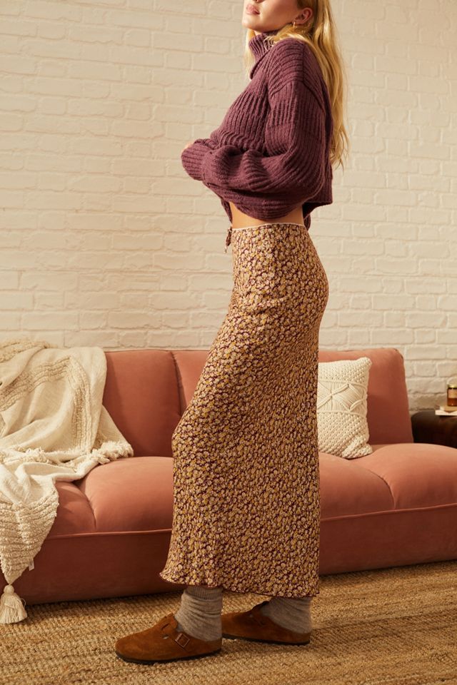 Urban Outfitters Archive Burgundy Ditsy Floral Print Lizzie Maxi Skirt #3