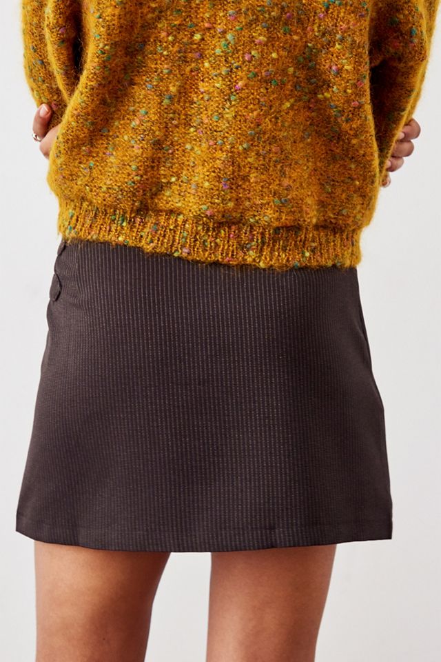 Jupe portefeuille à fines rayures marron Urban Outfitters Archive #3