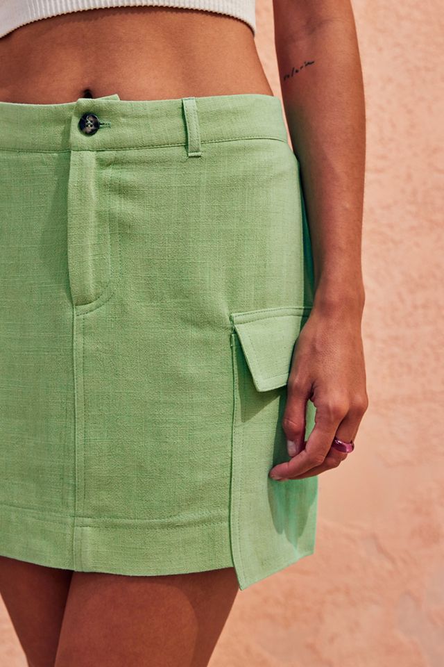 Urban Outfitters Archive Green Linen Cargo Skirt #2