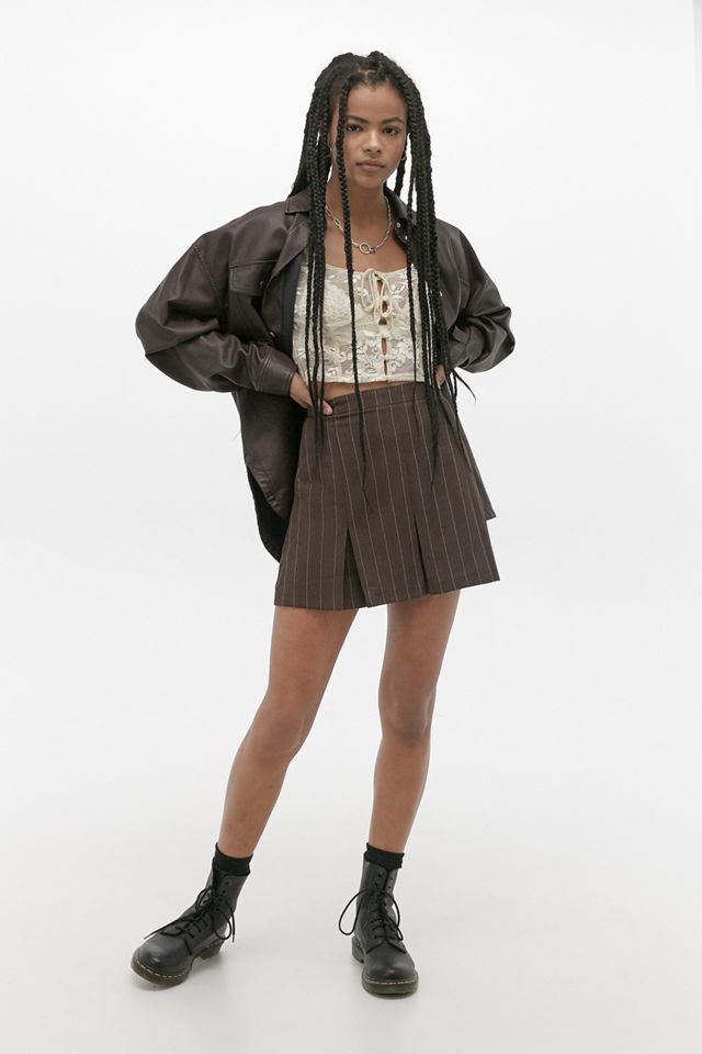 Urban Outfitters​​​​​​​ Archive - Mini jupe à fines rayures Flo marron #1