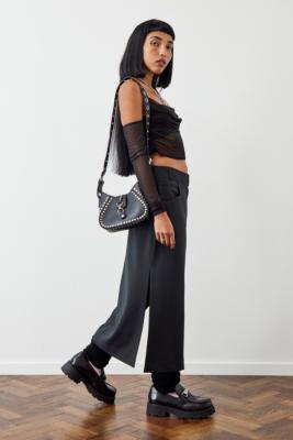 Urban Outfitters Archive Black Mini Pinstripe Maude Midi Skirt