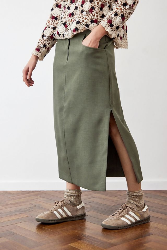 Archive At UO Khaki Tailored Midi Skirt #1