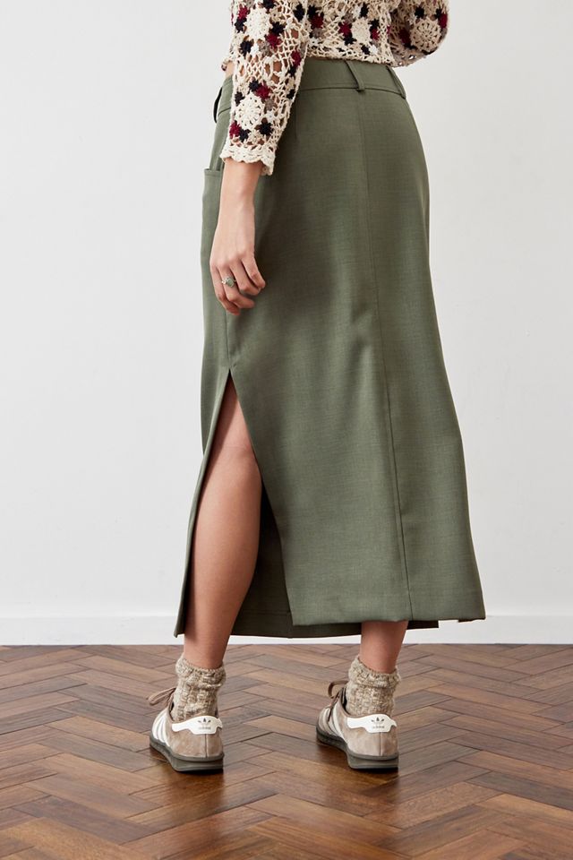 Archive At UO Khaki Tailored Midi Skirt #3