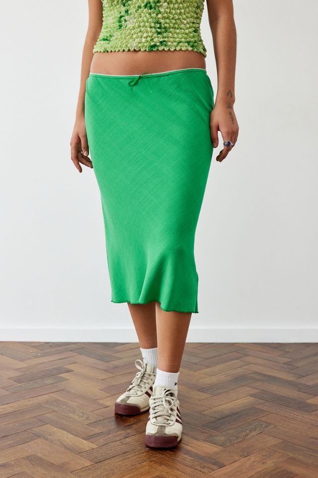 Archive At UO Emerald Linen Mary-Kate Midi Skirt #1