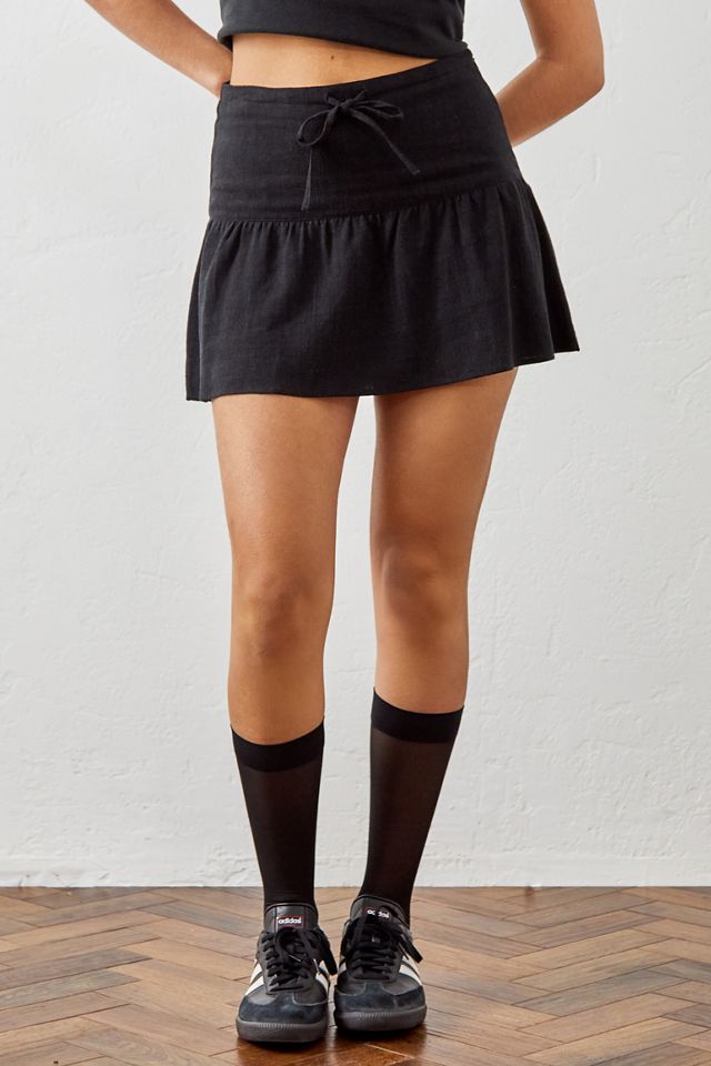 Mini-jupe péplum en lin noir Archive At UO #2