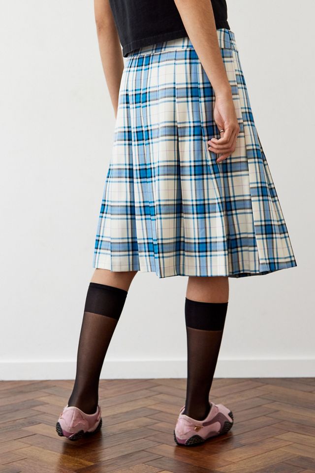 Archive At UO Blue Check Ribbon Wrap Midi Skirt #4