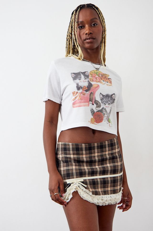 Archive At UO Marsi Check & Lace Mini Skirt #1