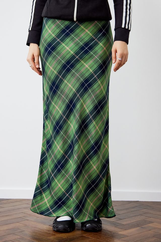 Archive At UO Green Check Lizzie Maxi Skirt