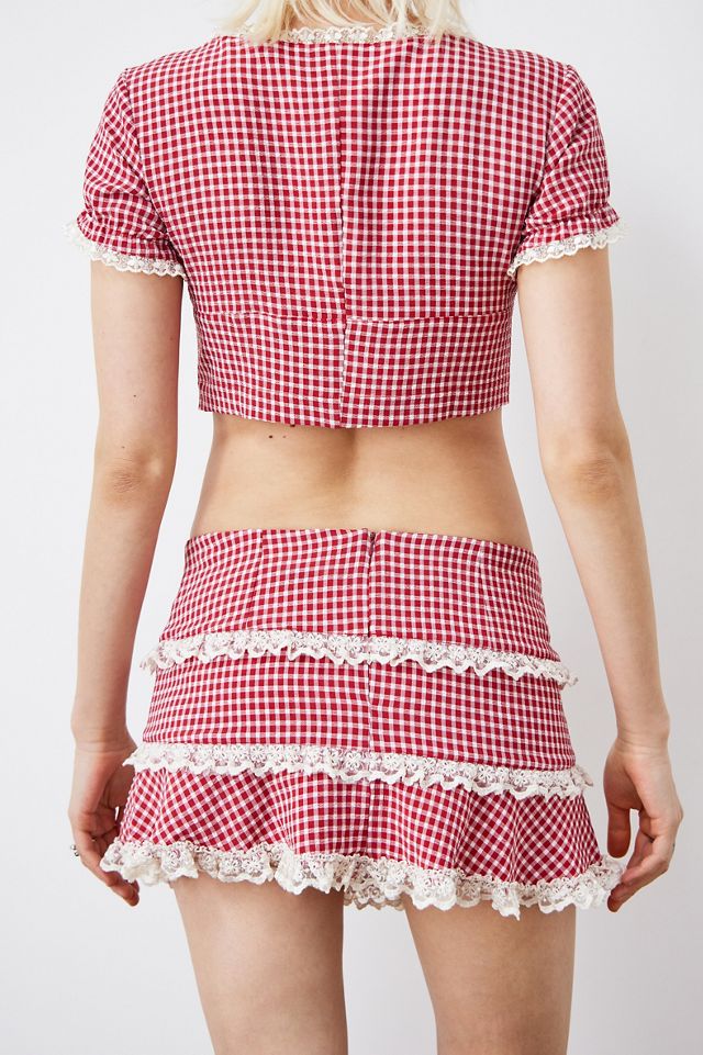 Archive At UO Cleo Gingham Ruffle Mini Skirt #3