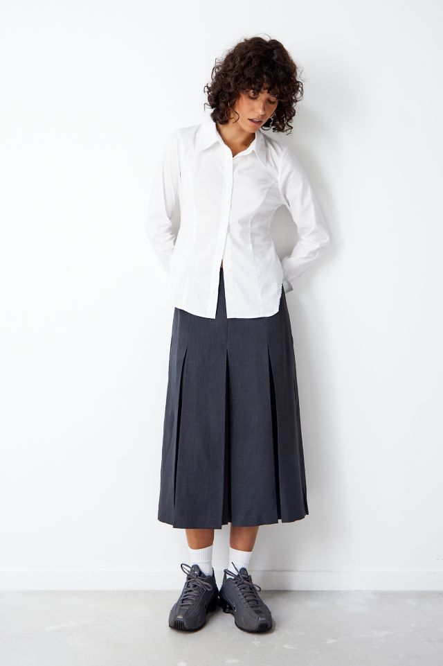 Pleated midi skirt design sale