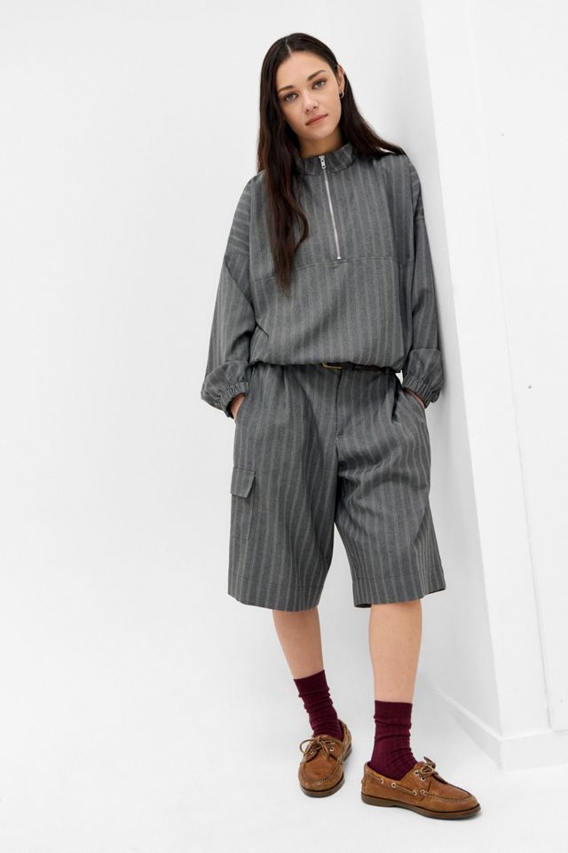 Archive At UO Grey Preppy Pinstripe Shorts #1