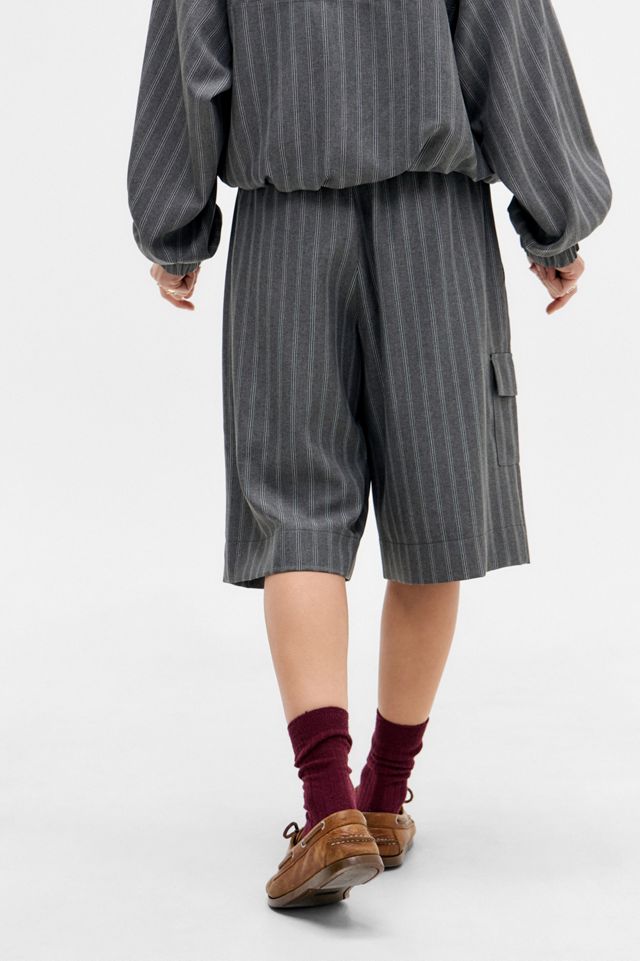 Archive At UO Grey Preppy Pinstripe Shorts #3