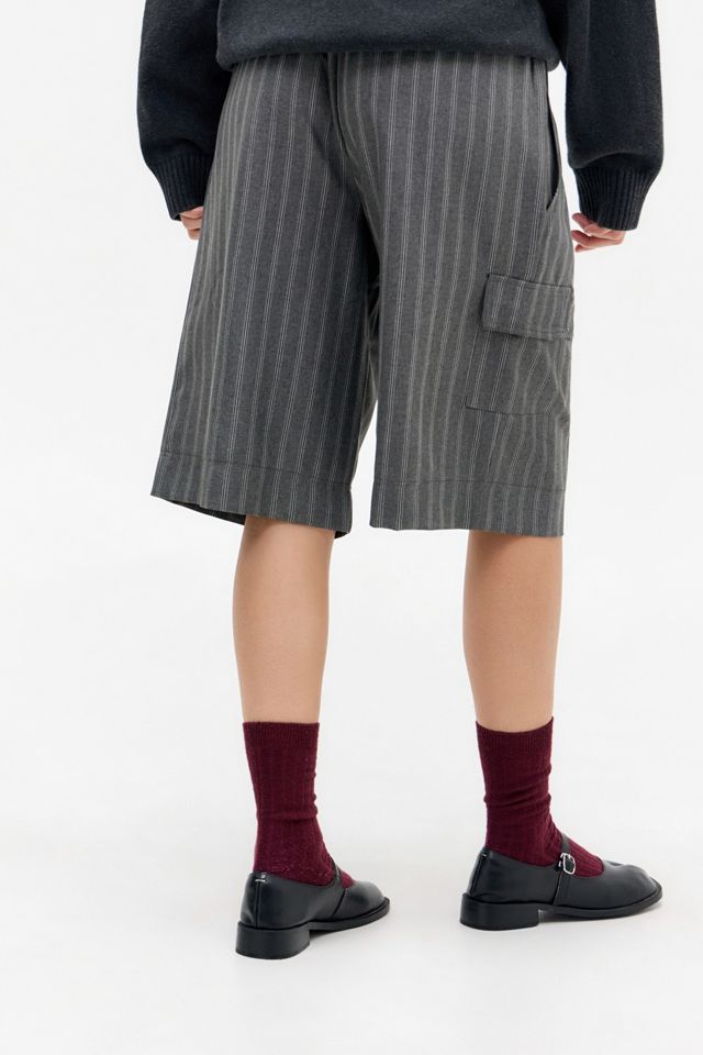 Archive At UO Grey Preppy Pinstripe Shorts #4