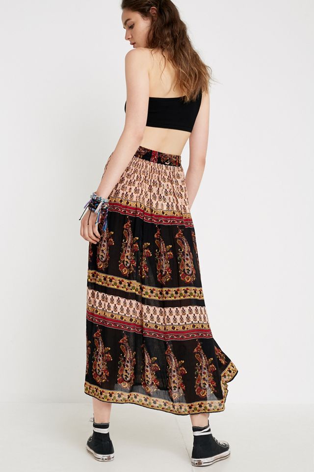 Urban Renewal Salvaged Deadstock Geo Print Crinkle Maxi Skirt #2