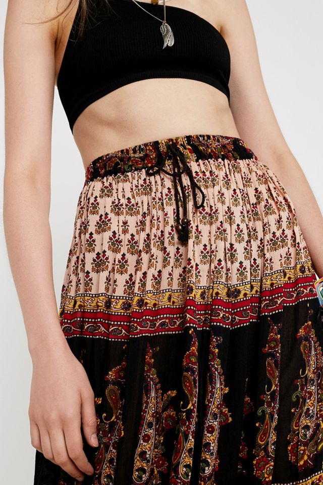 Urban Renewal Salvaged Deadstock Geo Print Crinkle Maxi Skirt #3