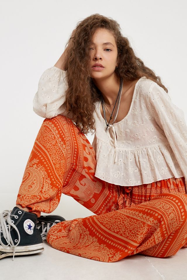 Urban Renewal Salvaged Deadstock Geo Print Flare Trousers #1