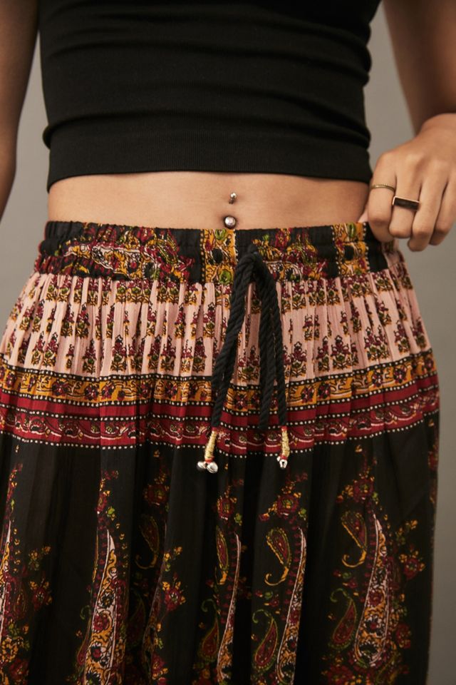 Urban Outfitters Archive Black Boho Print Midi Skirt #3