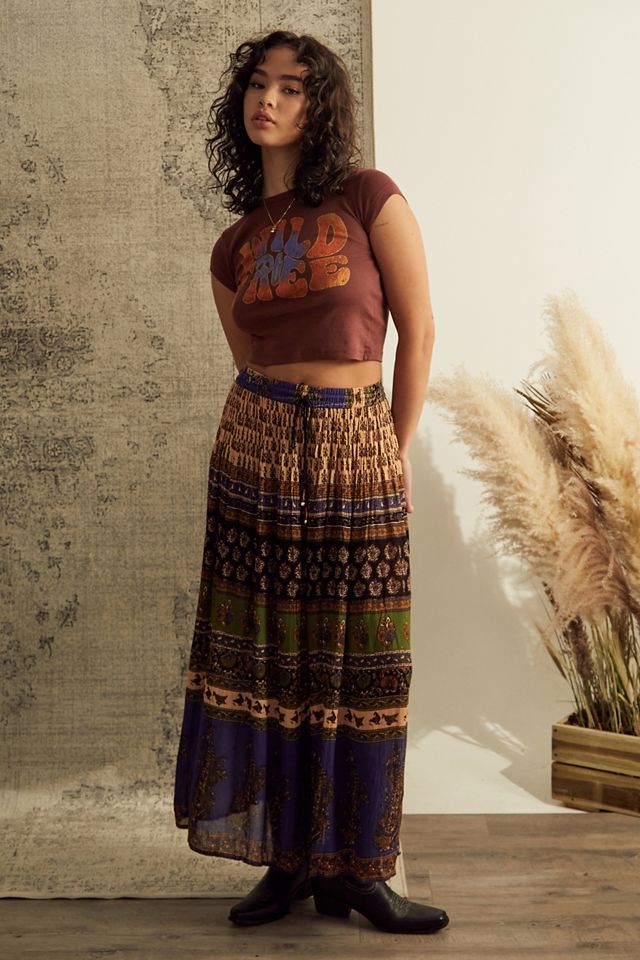 Urban Outfitters Archive Blue Crinkle Maxi Skirt 