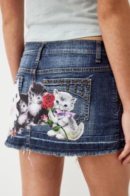 Urban Renewal Remade From Vintage Cat Denim Mini Skirt