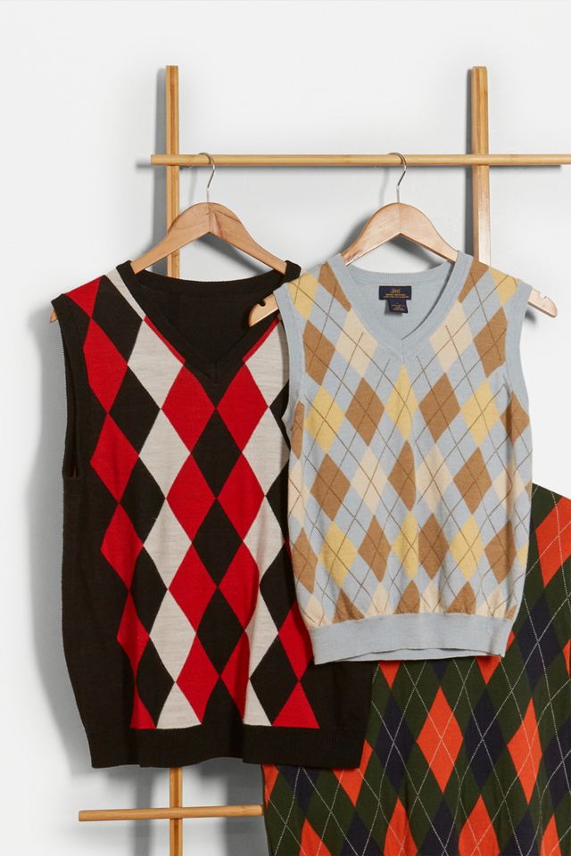 Urban Renewal Vintage V-Neck Argyle Knitted Vest Urban Outfitters UK
