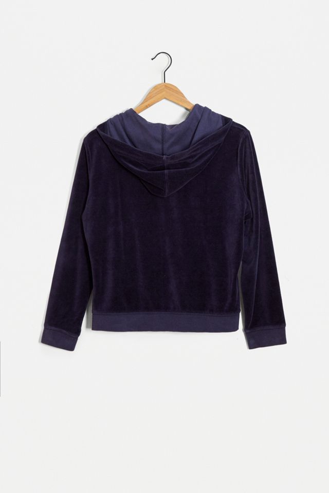 Urban Renewal Vintage – Kapuzenjacke aus Velours in Blau mit Reißverschluss  #3