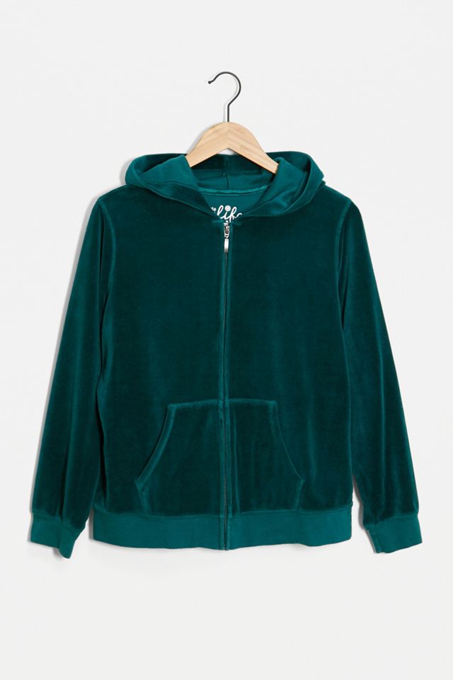 Urban Renewal Vintage - Veste à capuche zippée en velours verte #1