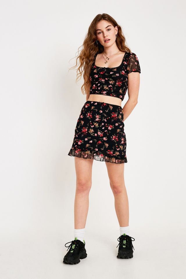 Urban Renewal Remnants Floral Mesh Crop Top #2