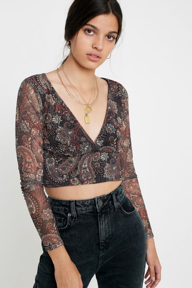 Urban Outfitters Archive Ashby Paisley Mesh Top | Urban Outfitters UK