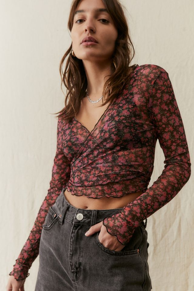 Floral mesh cheap top urban outfitters