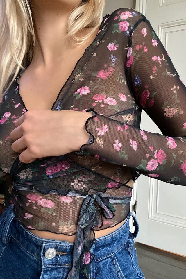 Treat Ürself sheer tops (pink×black) Treat Ürself／pink】sheer tops
