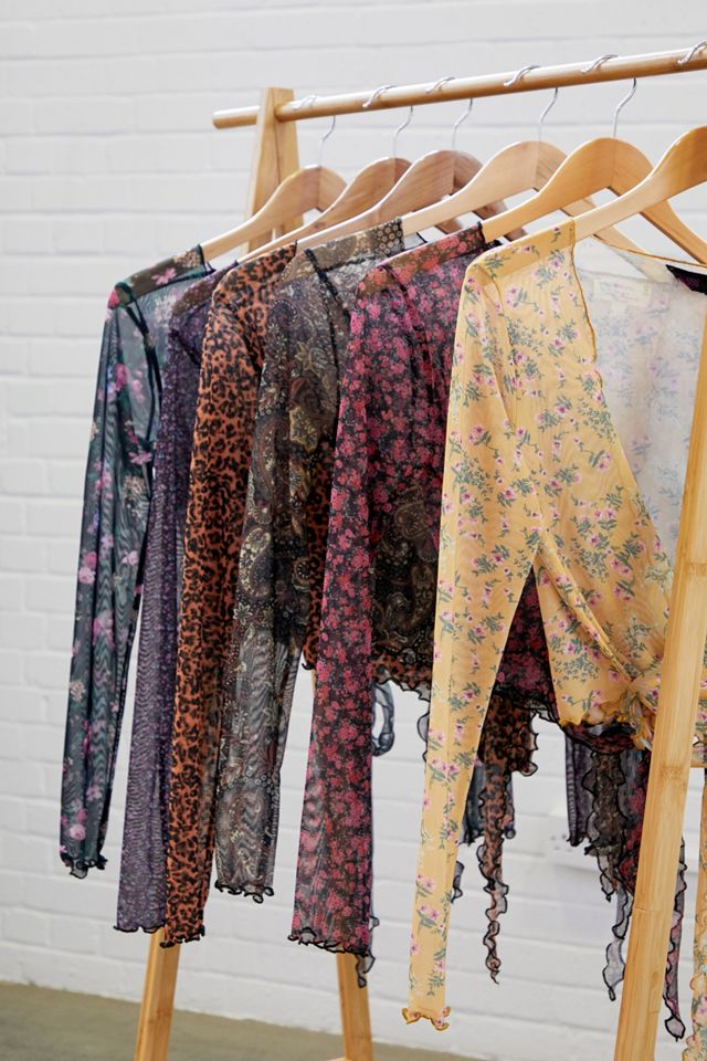 Urban Renewal Made From Remnants Pink & Black Rose Mesh Top