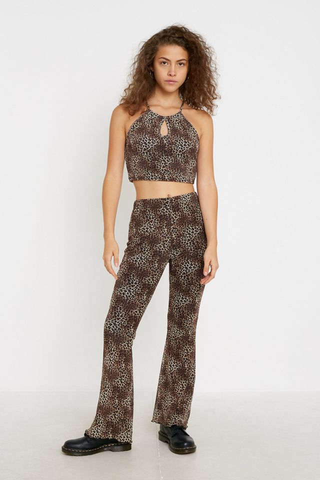 Urban Outfitters Archive Leopard Mesh Keyhole Halter Top #3