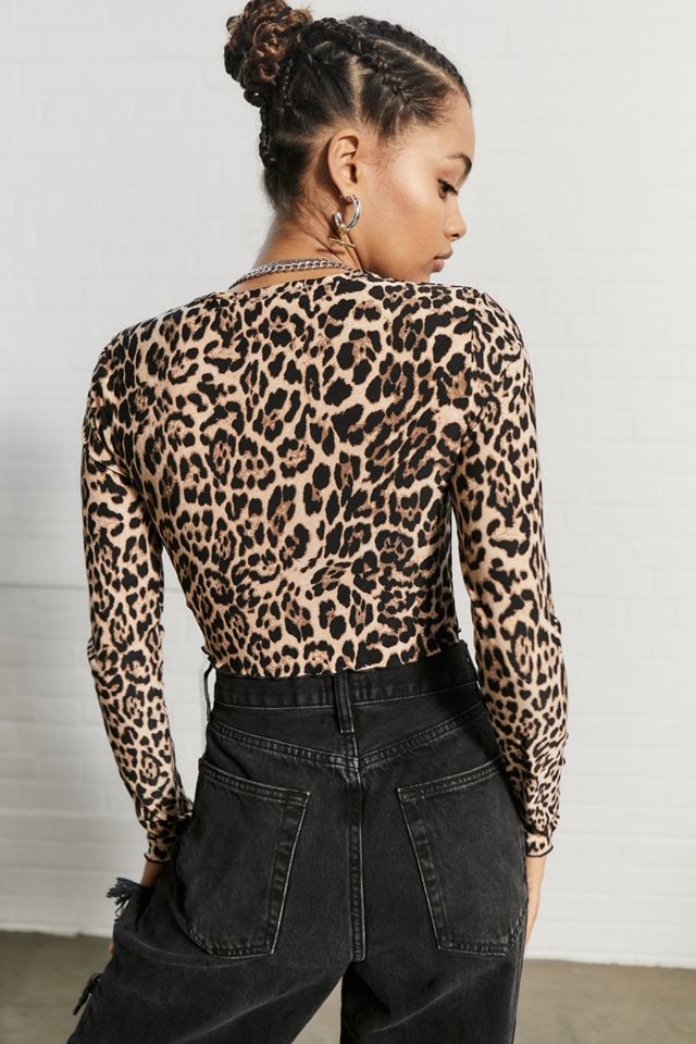Urban Renewal Made From Remnants Long Sleeve Leopard Top #3