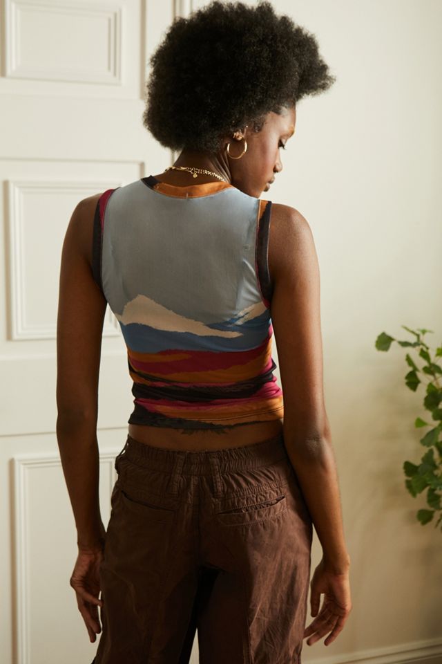 Urban Outfitters Archive Pink Mountains Landscape Mesh Tank Top #2