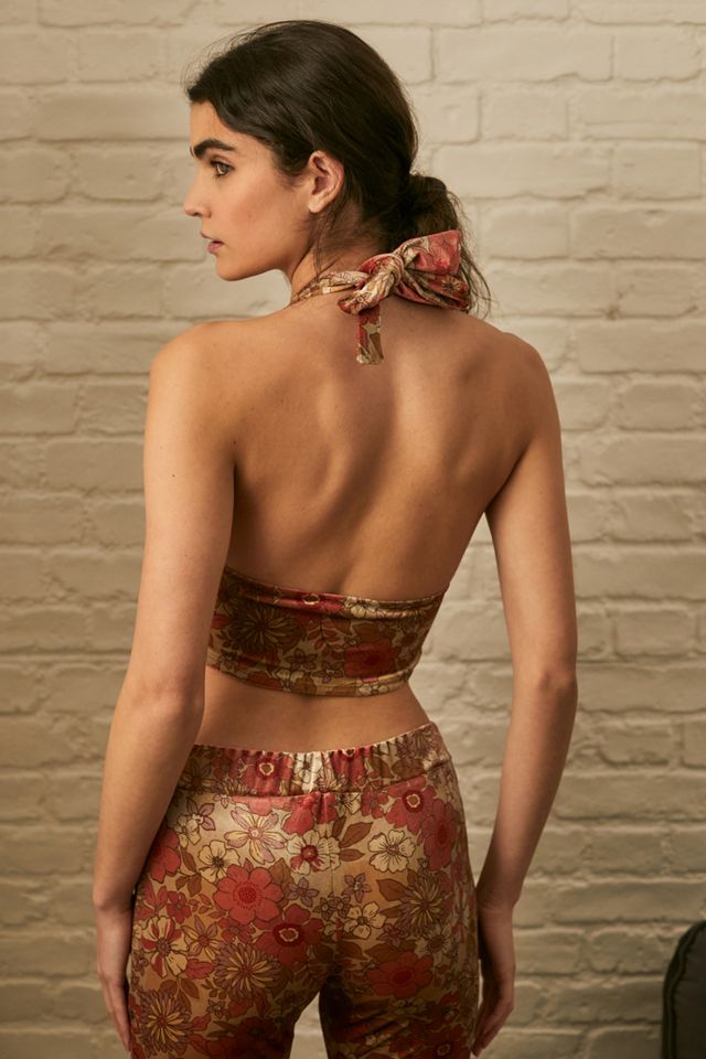 Urban Outfitters Archive 70s Floral Plunge Halterneck Top #3