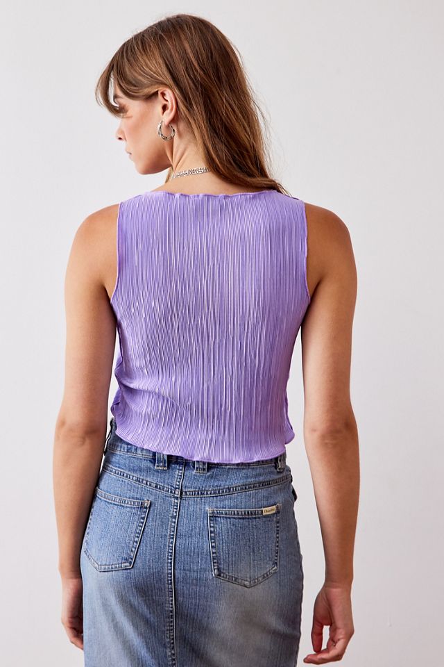 Archive At UO Lilac Plisse High Neck Tank Top #3